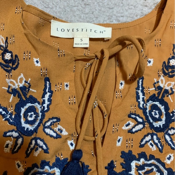 Lovestitch Women Boho Embroidered Floral Top Blouse Size Small - Picture 8 of 8